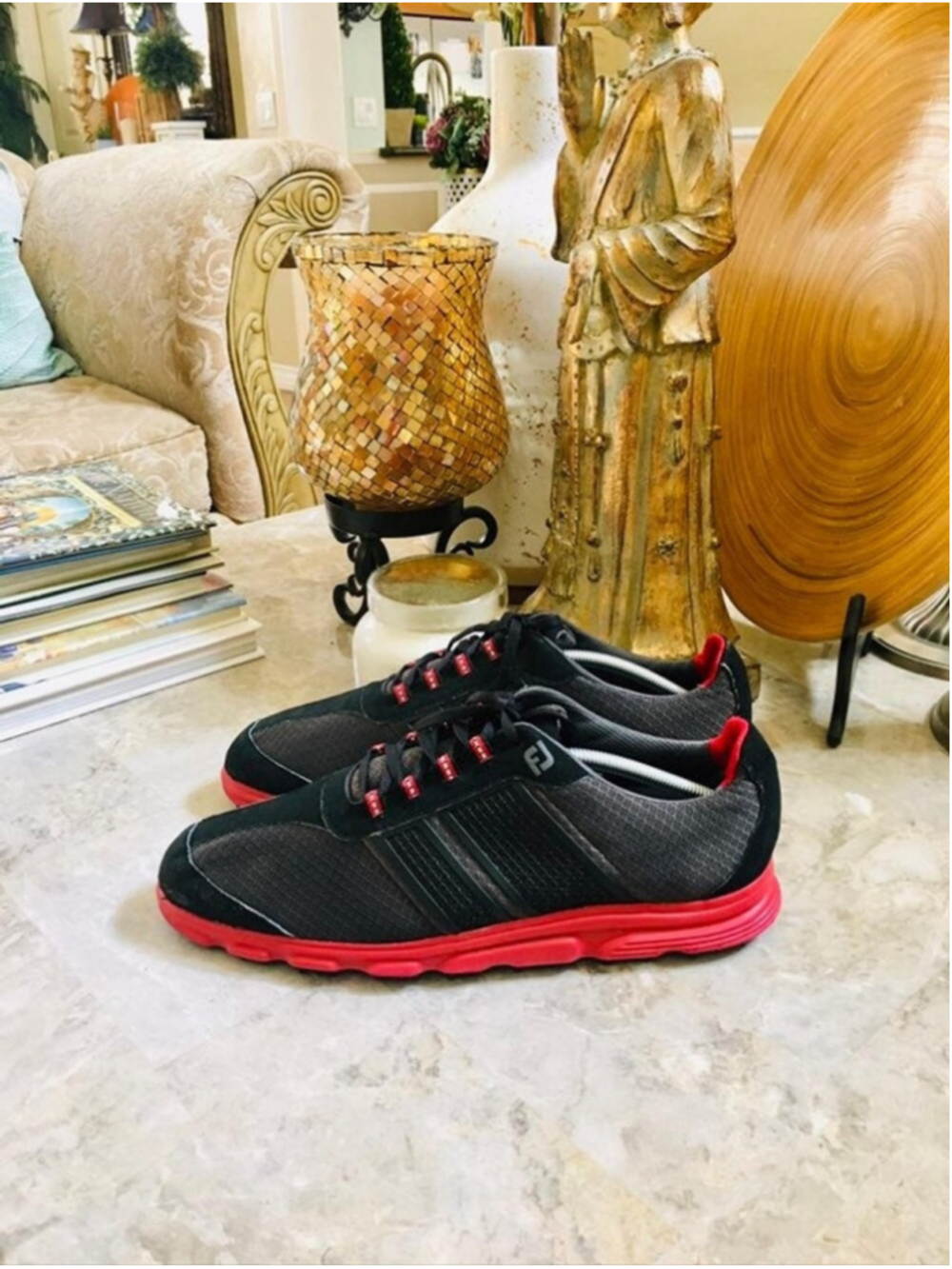 FootJoy Superlites spikeless golf black and grey red outsole mens size 10.5 shoe